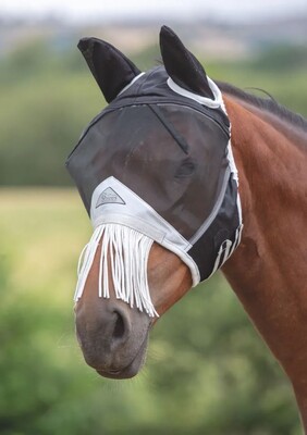 Shires FlyGuard Pro Fine Mesh Fly Mask with ears & fringes
