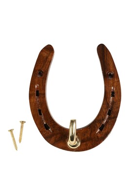 HKM Horseshoe hook made of wood and brass