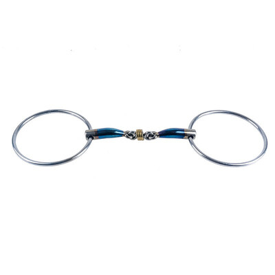 Trust Loose ring snaffle 0-link with Large brass rings Sweet Iron