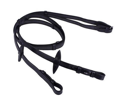 QHP Anti-slip Reins with leather stops