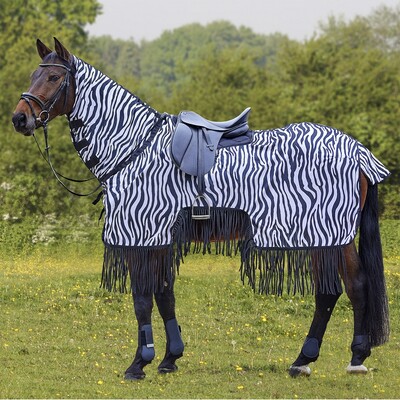 Waldhausen Zebra Exercise Fly Sheet With Fringe