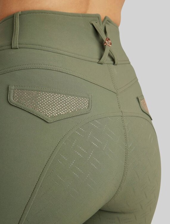 Montar Rijbroek Briella Highwaist Rosegold Crystals FullGrip