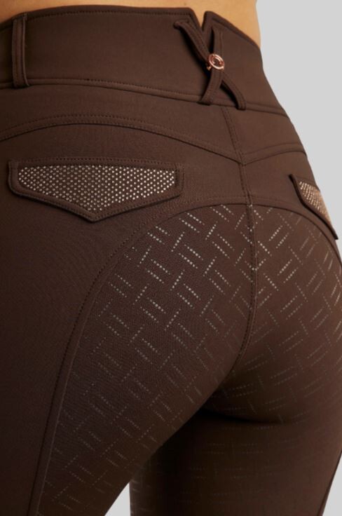 Montar Rijbroek Briella Highwaist Rosegold Crystals FullGrip