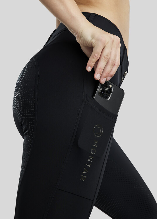 Montar Rijbroek Highwaist MoMaggie Gun Metal Crystal FullGrip