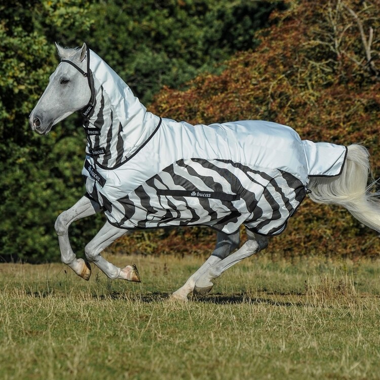 Bucas Buzz-Off Rain Zebra met afneembare Hals