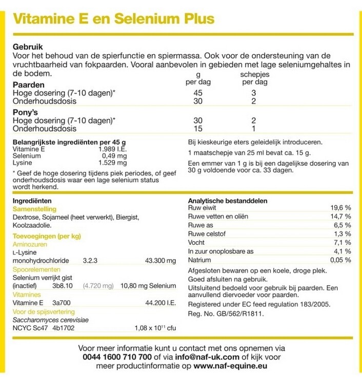 NAF Vitamine E en Selenium Plus 1kg