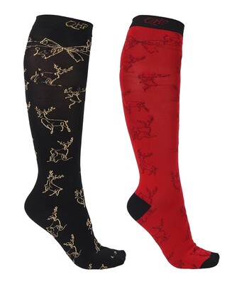 QHP Knee stockings Christmas (2-pack)