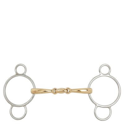 BR Double Jointed Three Ring Gag Soft Contact 12 mm Ø Centre Ring 70 mm